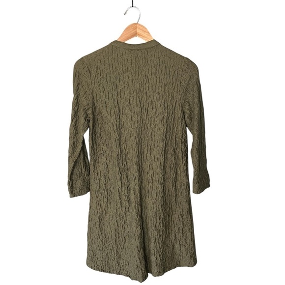 Habitat Clothes To Live In Gauzy Mandarin Collar Longline Cardigan Olive - Picture 3 of 10
